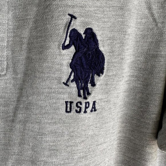 U.S. POLO ASSN. Regular Fit Heather Gray Player 3 Mens Polo, M - Picture 4 of 5